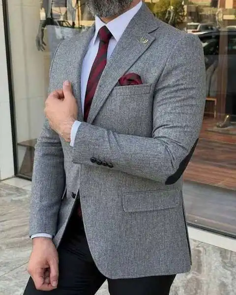 Grey herringbone blazer