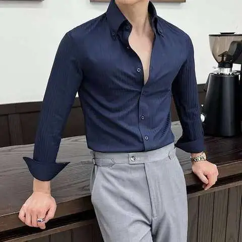 Navy striped tailored shirt